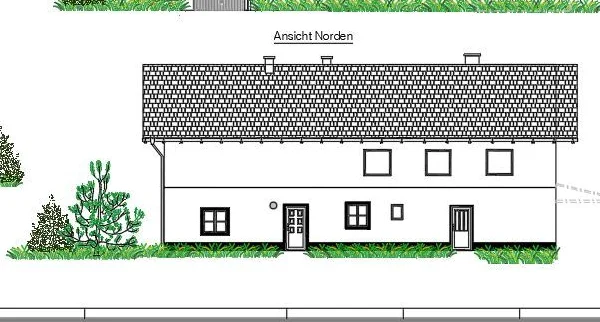 Gezeichnete Nordansicht desselben Wohnhauses